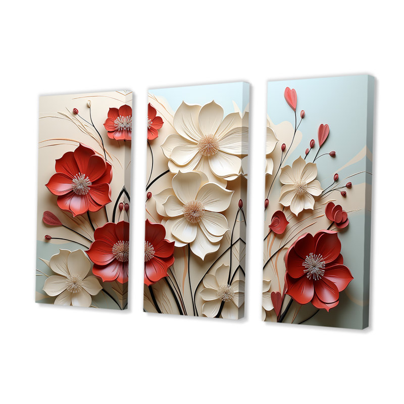 Gordan - Flower Wall Decor Set, Wrapped Canvas, 40" H x 60" W x 1" D