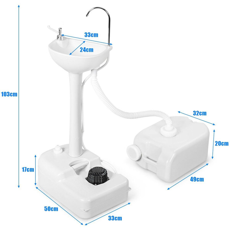 Breannia 50cm L x 33cm W Portable Camping Sink with Faucet