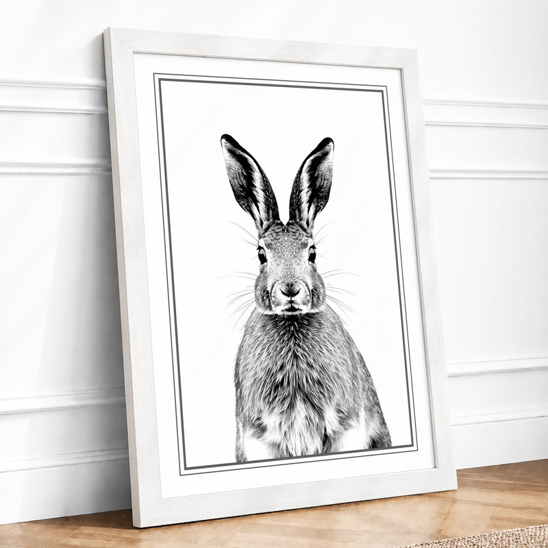 Hare Observational Study Botanical - Framed Print, A4 - 29.7 x 21.0 cm, White