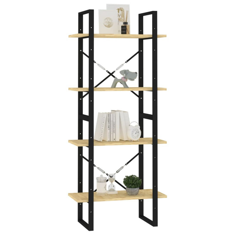 Bibliothèque vidaXL Bibliothèque en bois de pin massif et métal, Marron clair, H 55,1 po x l 23,6 po x P 11,8 po