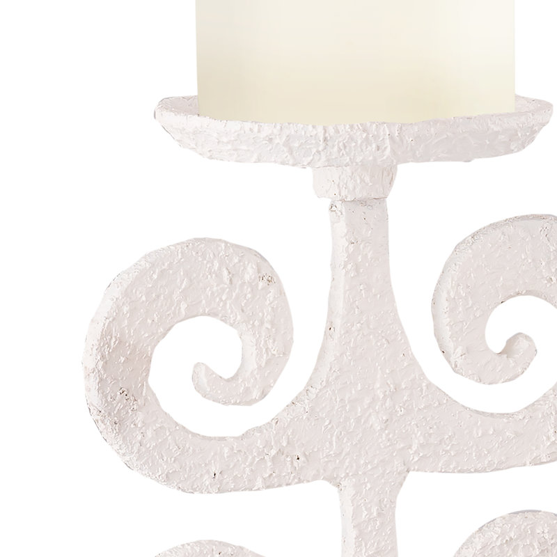 Curled Fern Candleholder - White
