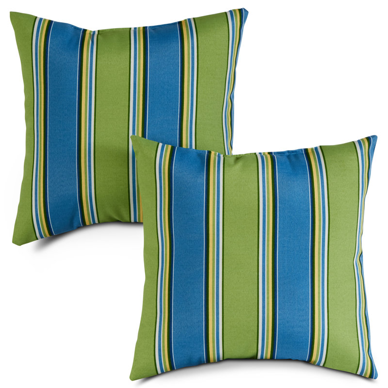 Housse de coussin d'extérieur carré Covington, Cayman à rayures