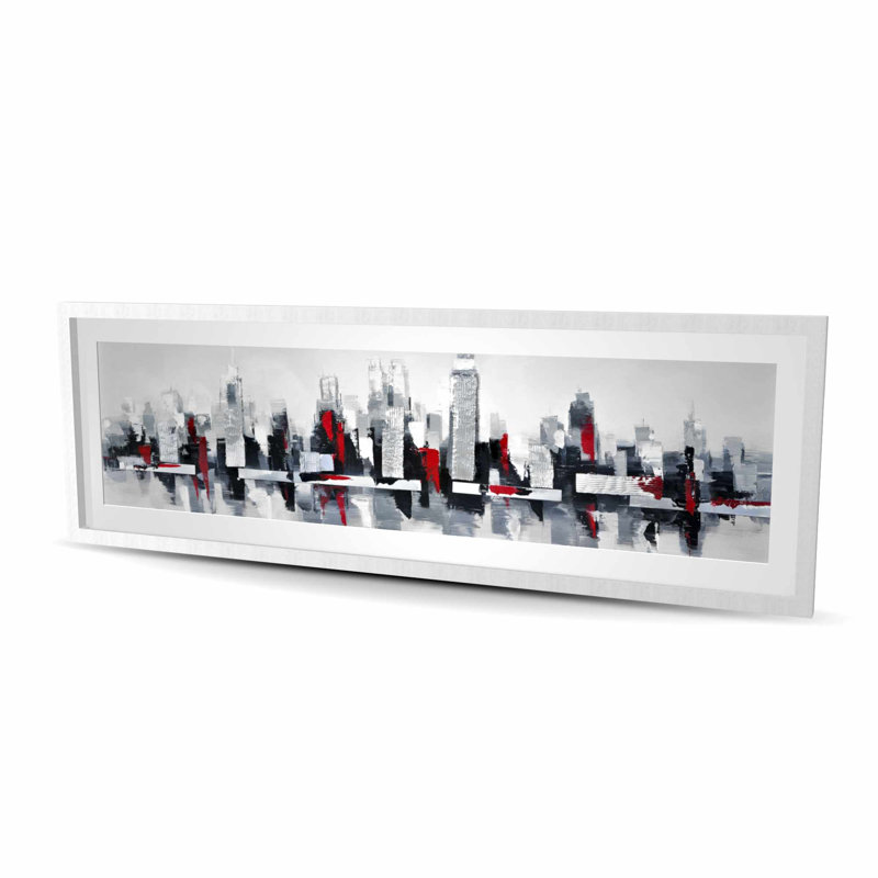 Paysage urbain gris et rouge, H 20 po x l 60 po