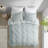 Stylish Cotton Jacquard Bedding Sets, Aqua Embroidered Reversible Design