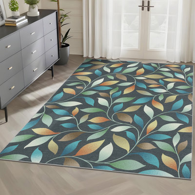 Tapis lavable à la machine Tapis feuille moderne Tapis ultra-mince Tapis durable Tapis facile à nettoyer