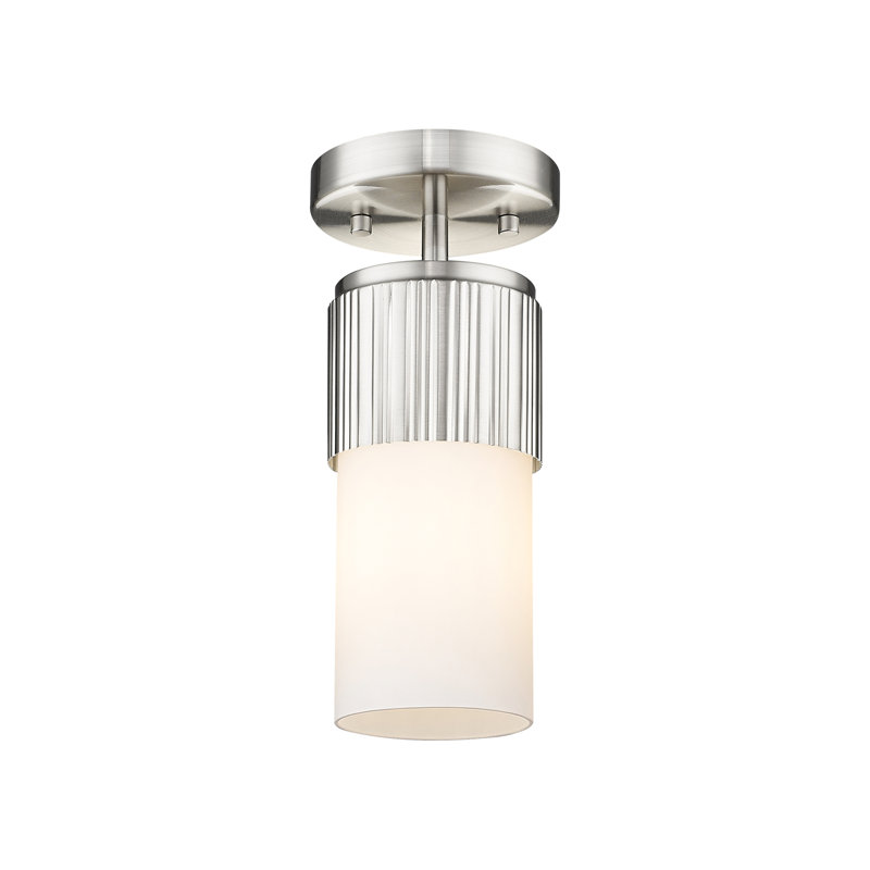 Plafonnier encastré 12 lumières Bolivar, Nickel satiné, H 8,75 po x l 4 po x P 4 po, Blanc mat