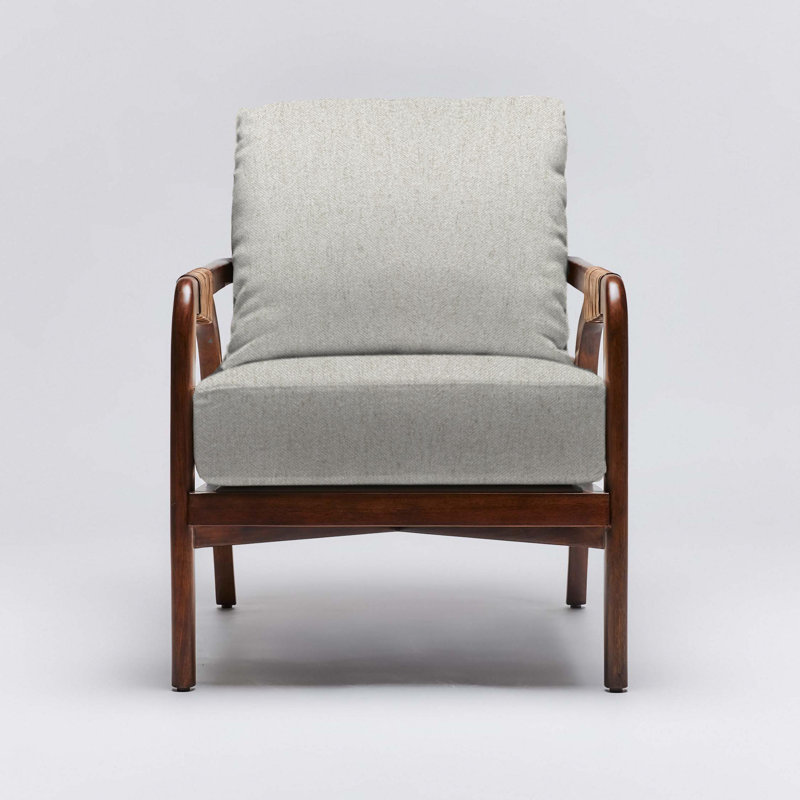 Delray Upholstered Armchair, Light Chestnut, Fog Polyester Twill