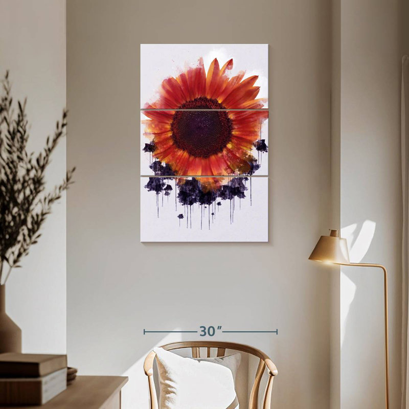 Harnek Red Sunflower, 57" H x 36" W