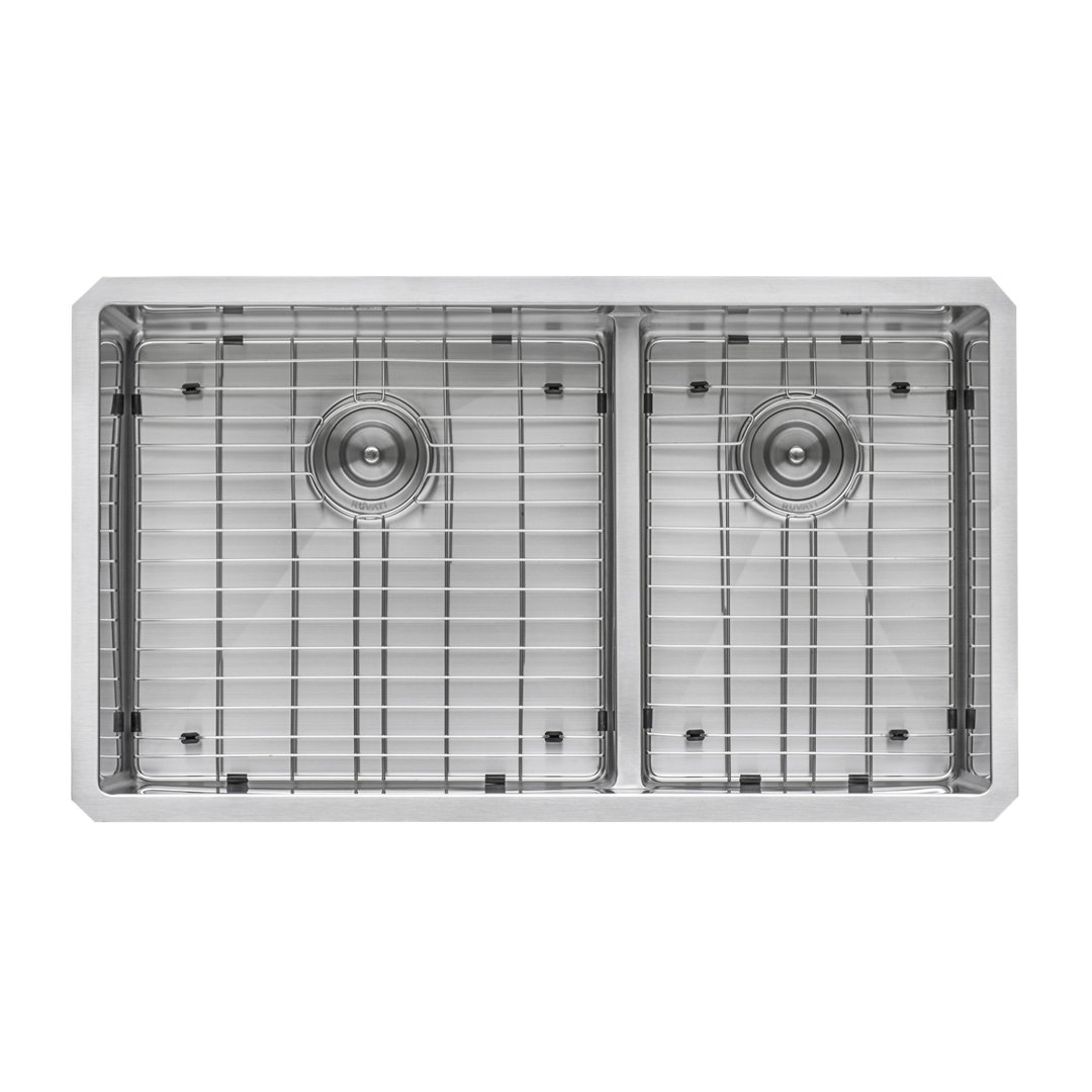 Ruvati 33-inch Low-Divide Undermount 60/40 Double Bowl Rounded Corners Stainless Steel Kitchen Sink Ruvati