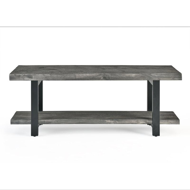 Solid Wood Storage Bench, Slate Grey