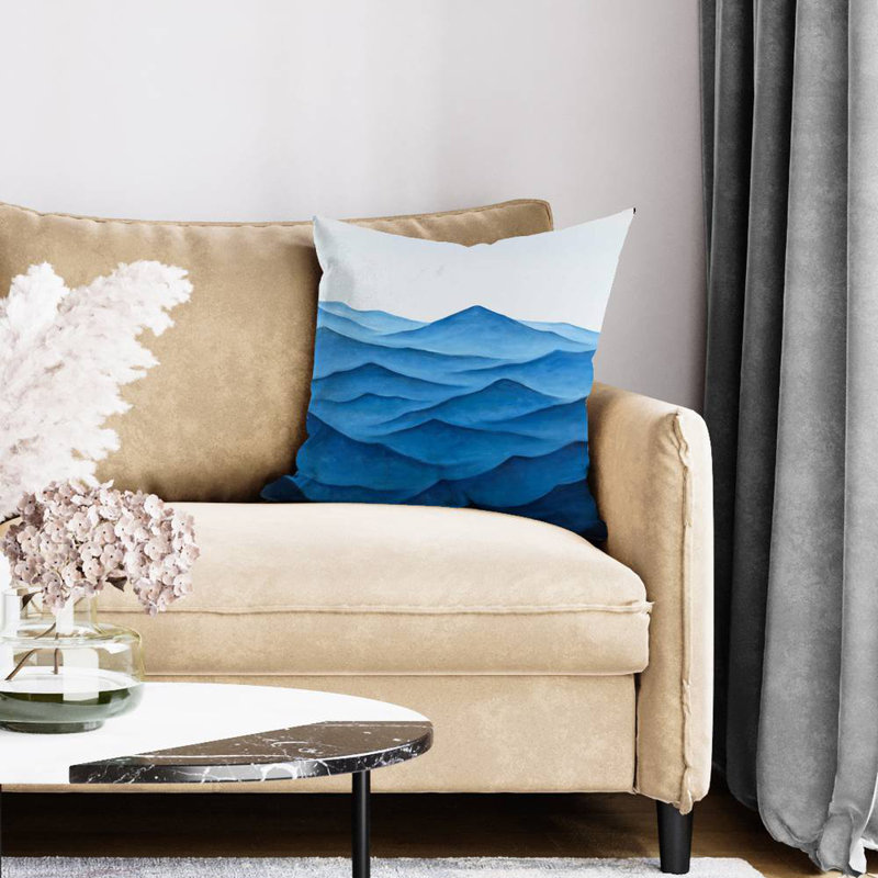 Dark Calm Ocean Waves Poly Twill Throw | Coastal Bathroom – Throw Pillow Cover Only, Double-Sided Print, Insert Not Included
