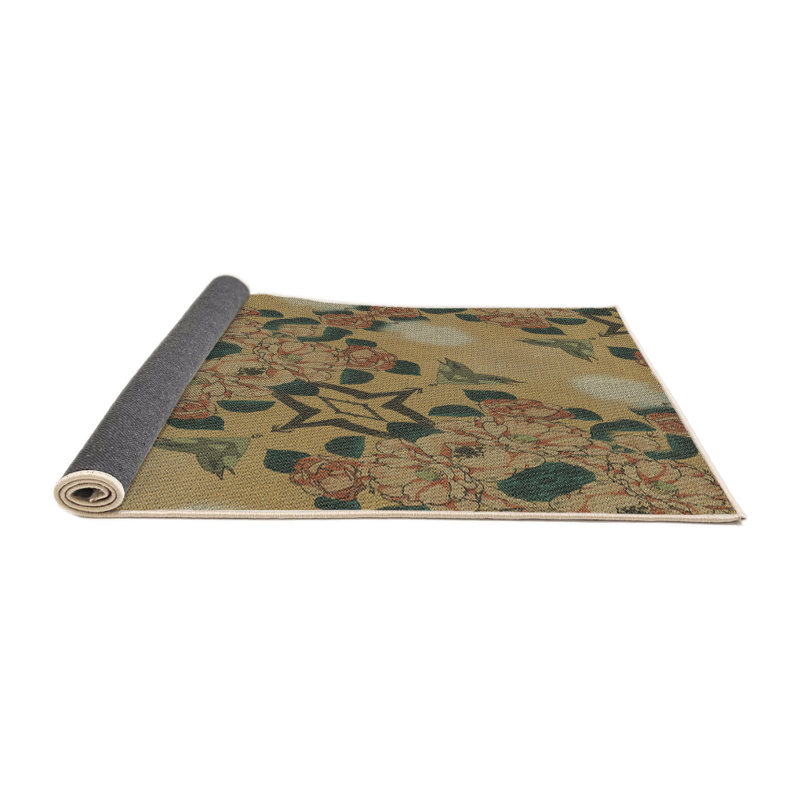 Tapis bleu marine/beige/rouge à motifs Cartana, Rond 3 pi