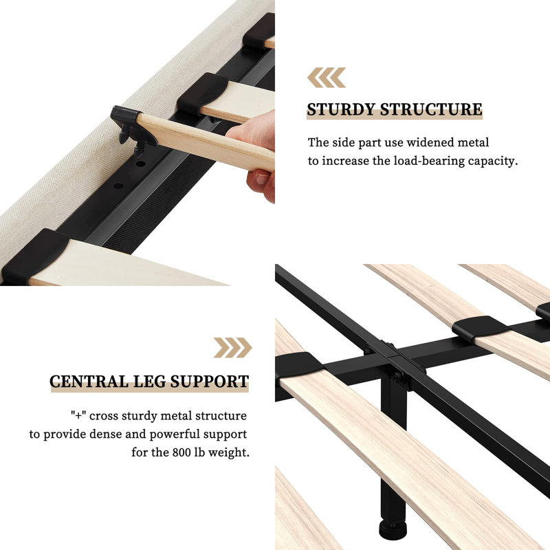 Structure de lit en acier Breeda, Beige