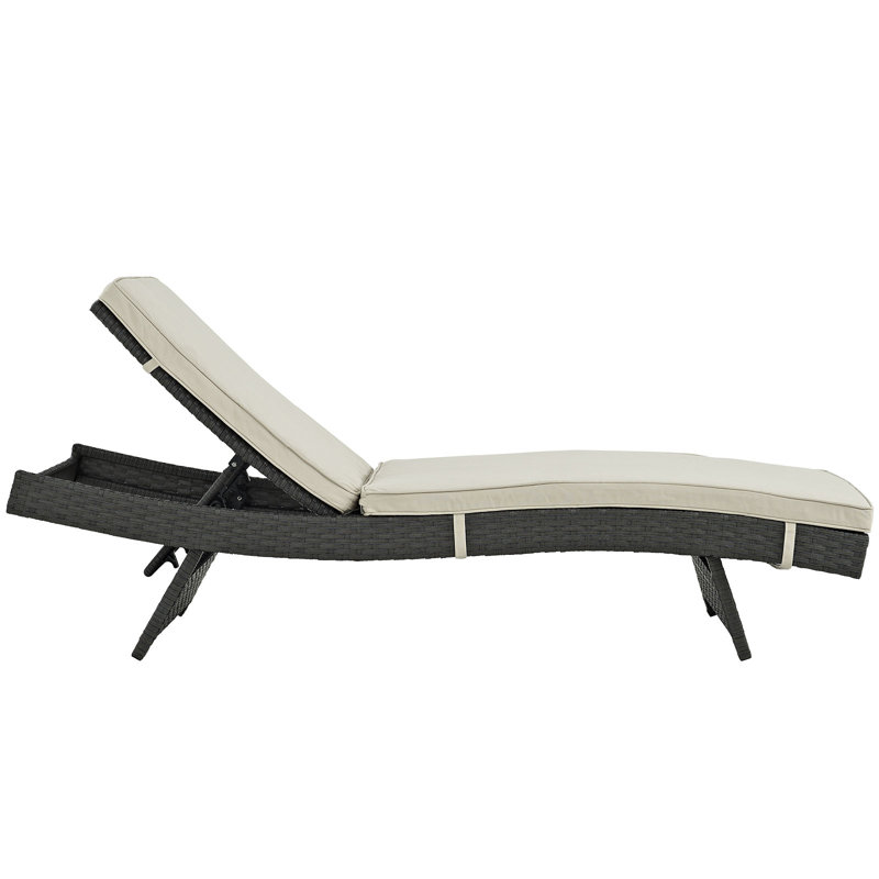 Modway Stopover Outdoor Patio Sunbrella Chaise, Antique Beige Sunbrella® Canvas