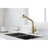 High Arc Pull Down Kitchen Faucet In Gold And Stainless - Smooth Operation For Effortless Use Steel Sink With Dual Spray Function Easy Installation Without Plumber-1082450136