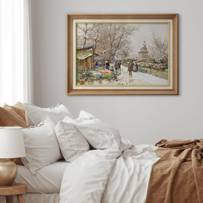 Art du marché aux fleurs de Paris en hiver, images de salon, impression sur toile encadrée, impression numérique.