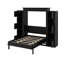 Grand lit escamotable vertical avec tablettes de rangement et lumières DEL, lit escamotable pliable en bois avec tête de lit rembourrée