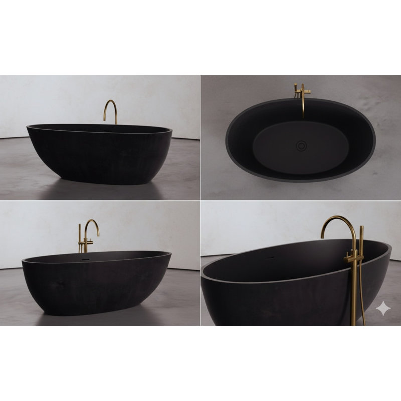 62.8'' L Soaking Bathtub, Black