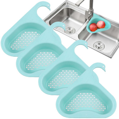 4 Pack Kitchen Sink Drain Baskets Faucet Hanging Triangular Sink Strainer Filter Basket