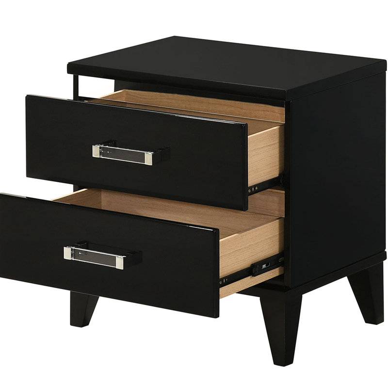 Table de chevet noire avec 2 tiroirs spacieux - facile à organiser et pratique