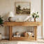 Console de 63 po en bois massif, table d'entrée longue à 2 niveaux
