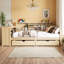 Lit de jour d'angle Somnus double avec tiroirs de rangement, bureau intégré, port de chargement USB et bibliothèque-928160749
