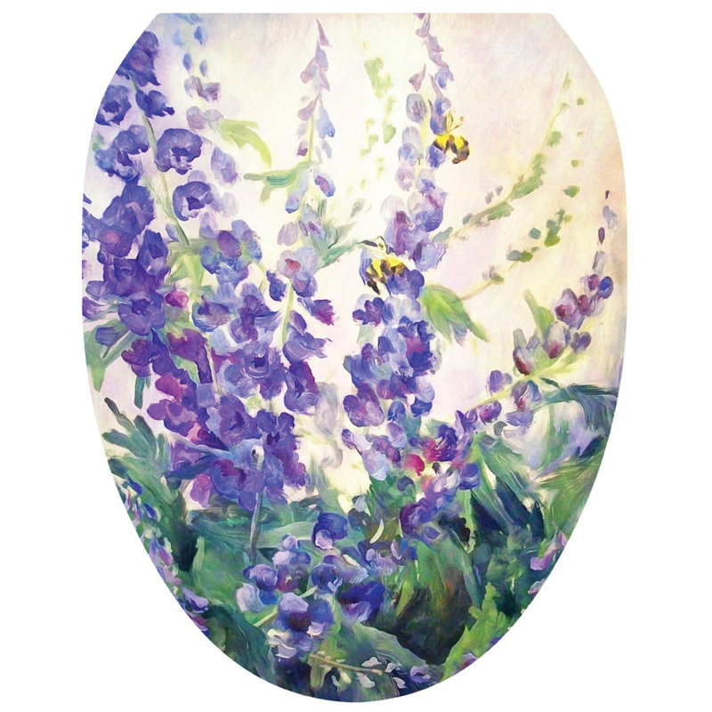 Décalcomanie de siège de toilette floral mauve floral, Allongé