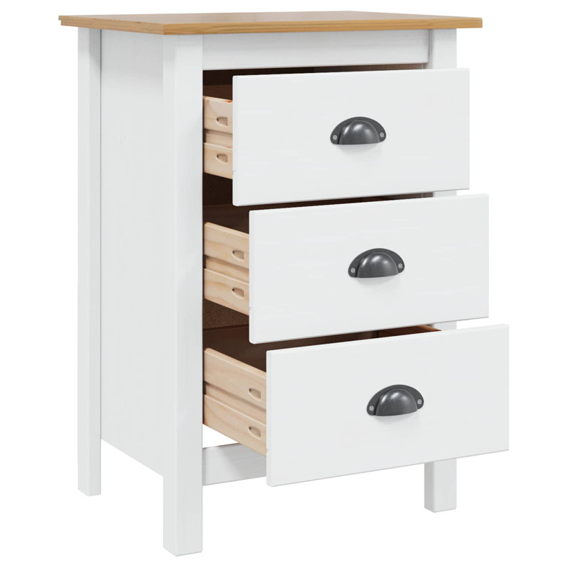 46 cm W Solid Wood Bedside Table, White