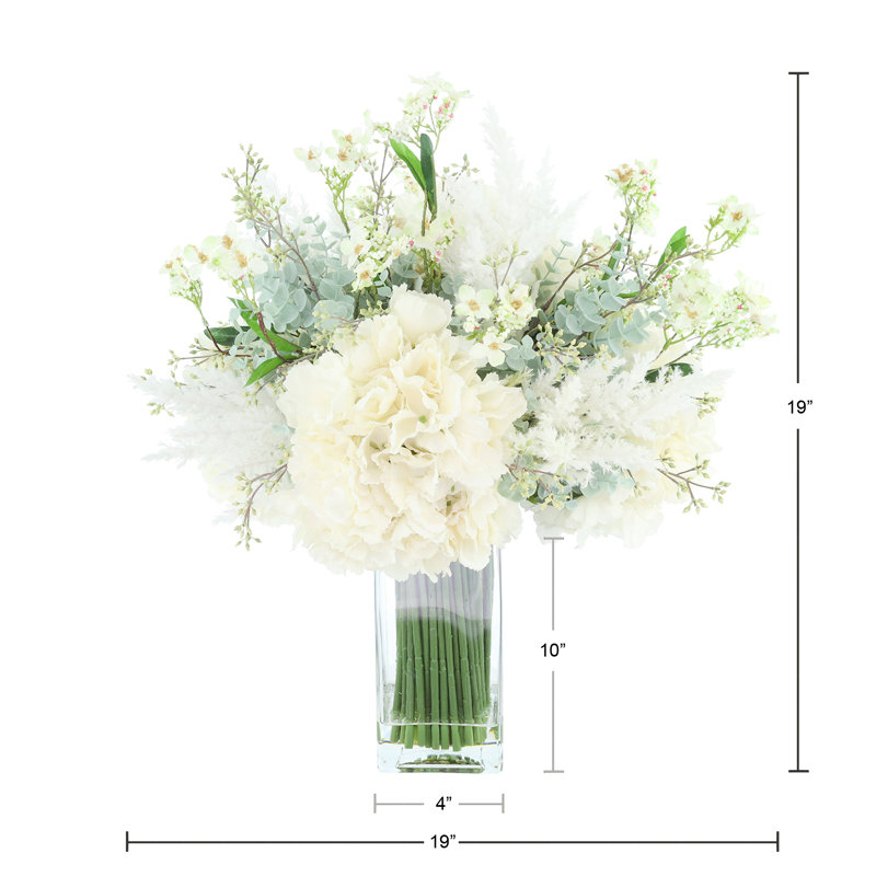 Hydrangea With Eucalyptus And Grass Arrangement