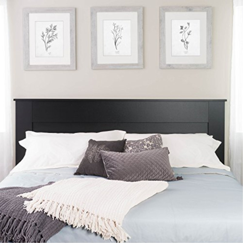 Tête de lit Xochitl, tête de lit à panneau en bois, P 2,25 po x l 81 po x H 48 po, noir, Noir, Très grand
