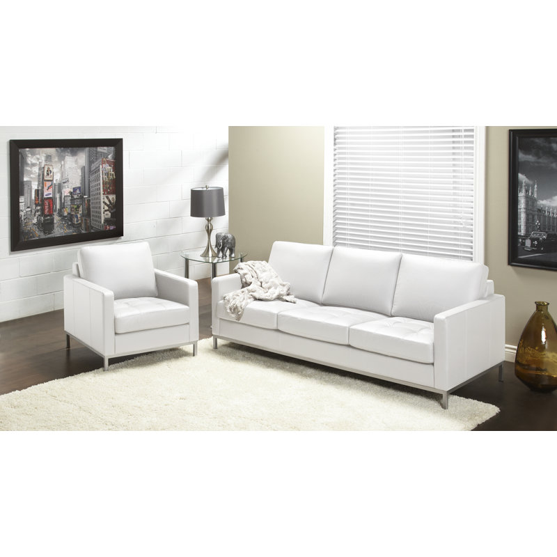 Fauteuil Corniche, Cuir véritable blanc polaire