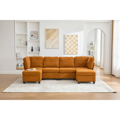 Canapé modulaire modulaire: canapé modulaire convertible à 6 places avec méridienne, canapé modulaire surdimensionné en U avec repose-pieds avec rangement
