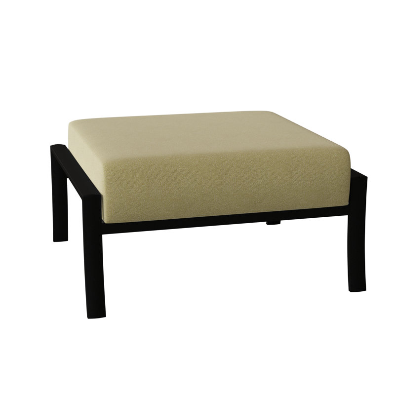 Fremont Outdoor Ottoman, Textured Black, Canvas Bird's Eye Sunbrella® Canvas