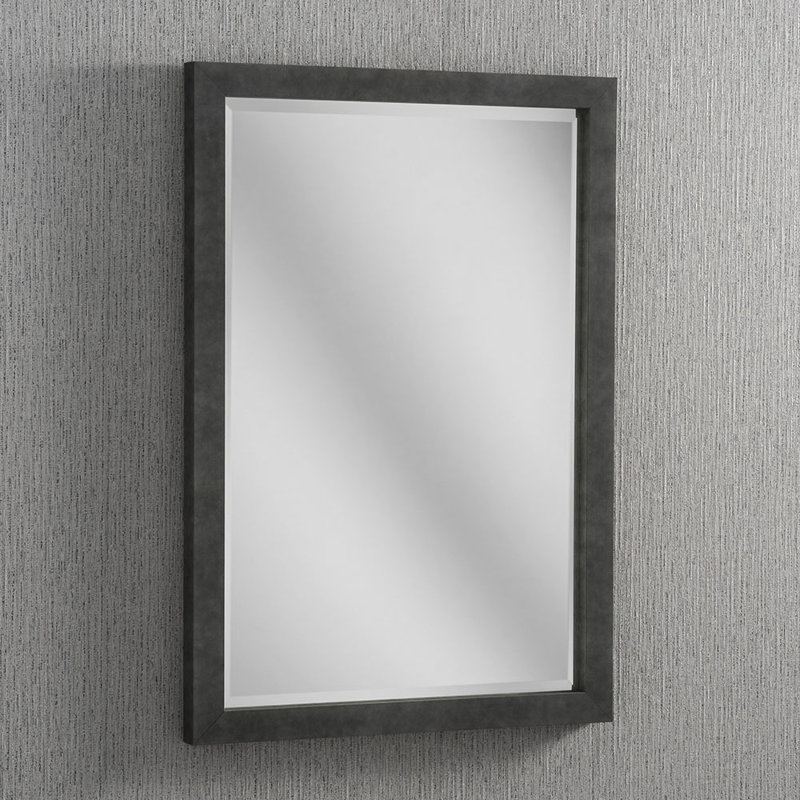 Peachstone Wood Flat Wall Mirror, 84.5cm H x 59cm W, Dark Concrete