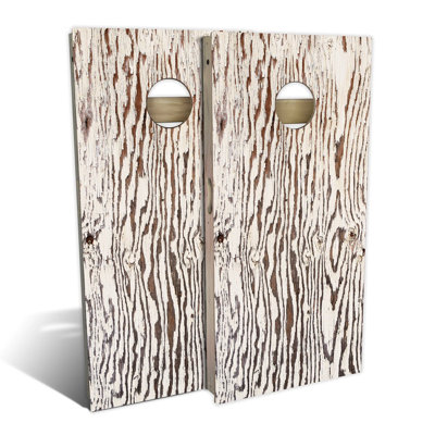 Rustic White Chipped Cornhole Board Set | Includes (2) Boards, (8) Bags & Optional Accessories