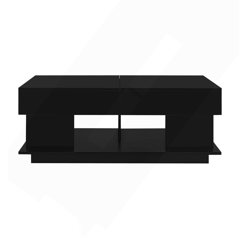 Table basse extensible de 41,3 po à 76,7 po, table basse centrale efficace avec plusieurs compartiments de rangement, table basse réglable multifonctionnelle avec espace de rangement caché pour le salon