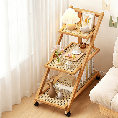 Table de bout roulante à 3 niveaux avec tablettes de rangement et roulettes verrouillables, table d'appoint mobile moderne pour le salon, la chambre à coucher
