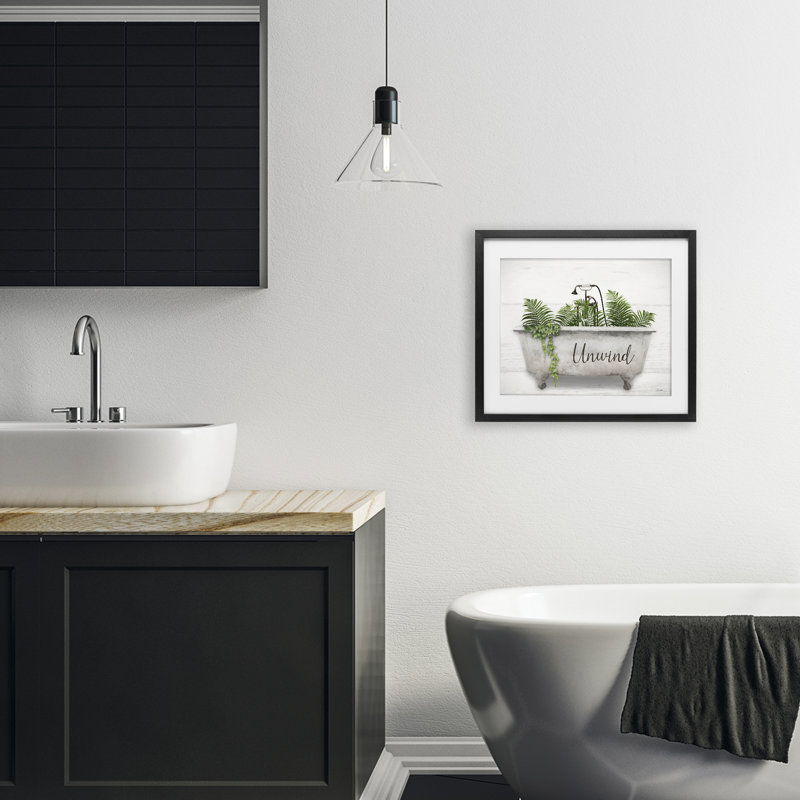 «Unwind Bath», impression de Lori Deiter, H 13 po x l 16 po, Cadre noir minuit