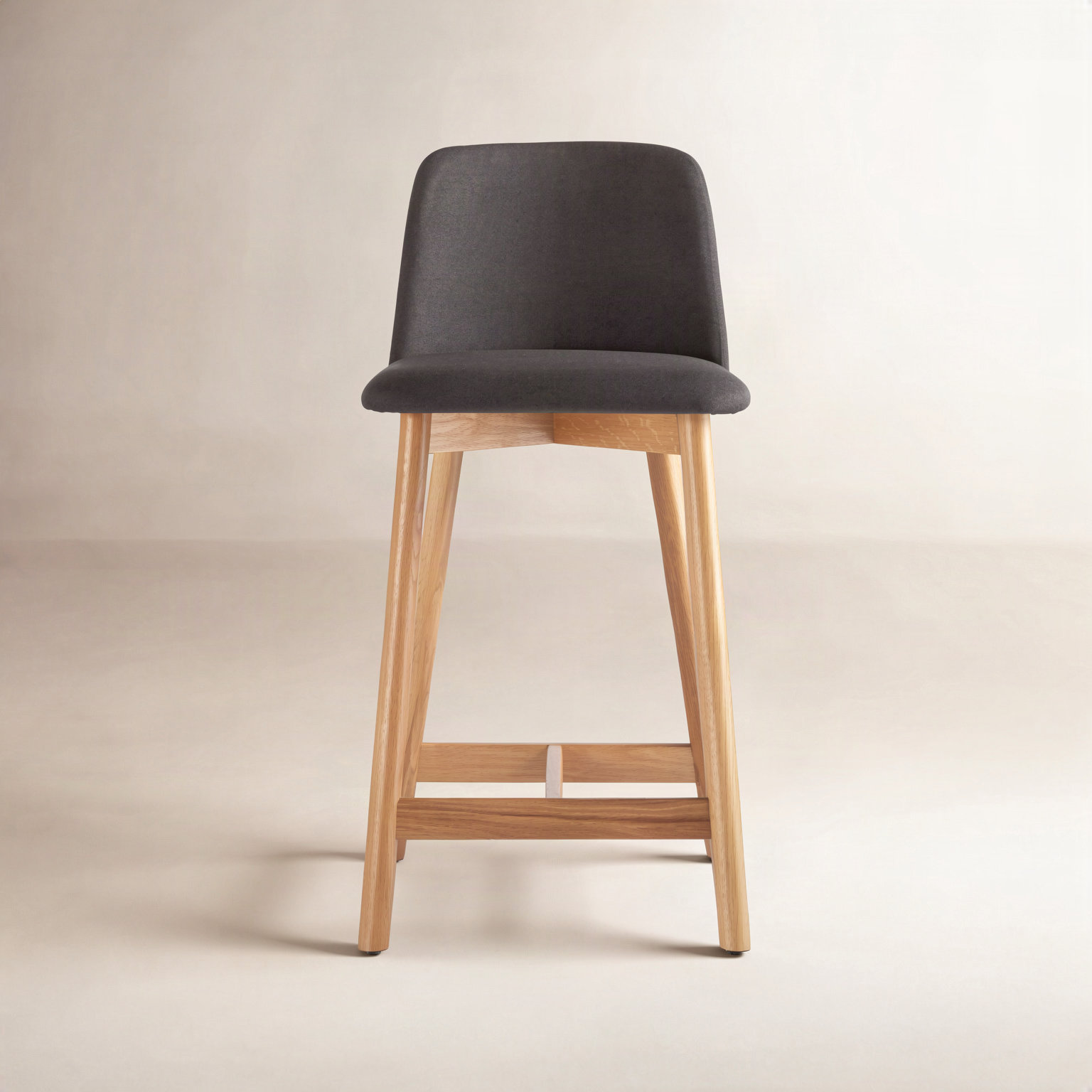Chip Bar and Counter Stool, 100% Polyester-Gunmetal, White Oak, Counter Stool (25.1" Seat Height)