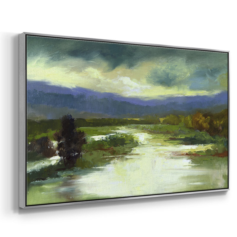 Mountain Meadow, peinture sur toile encadrée, Encadrement argenté, H 27 po x l 41 po x P 2 po