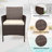3-Piece Outdoor Rattan Bistro Set with Tempered Glass Table and 2 Cushioned Chairs for Patio, Balcony, or Poolside-1838906683-1838906682