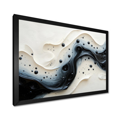 Cramlington Black White Wave Rhythmic River VI - Drip Painting Wall Art