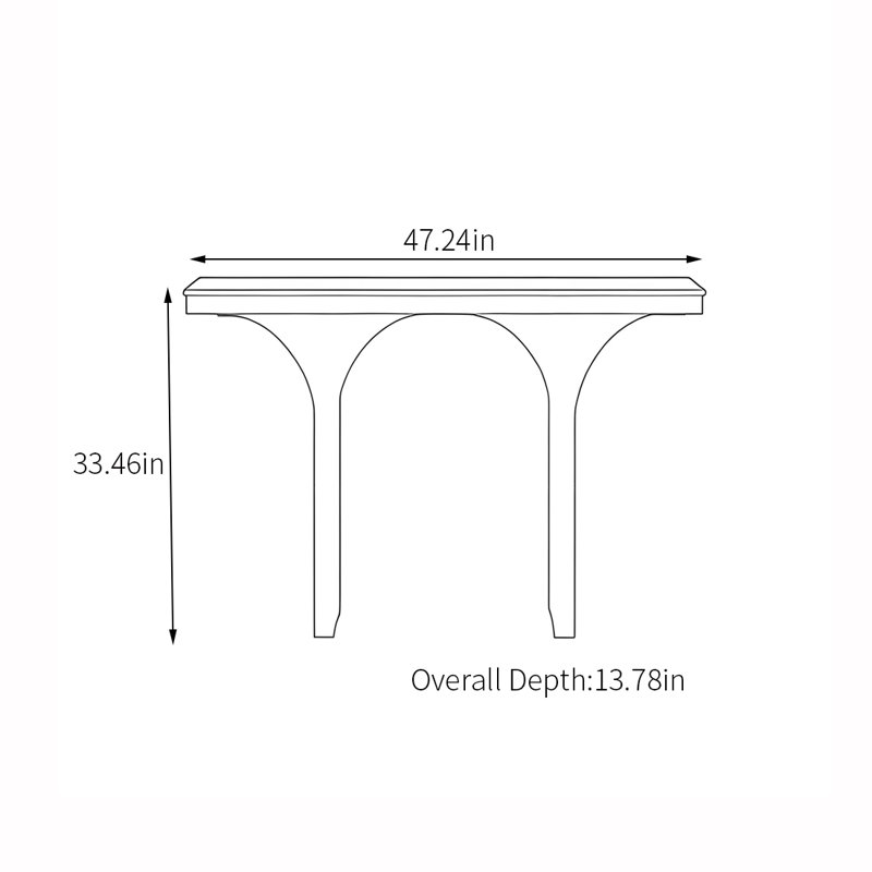 Modern creative arched console table, 33.46" H x 47.24" W x 13.78" D