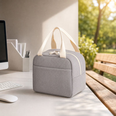Sac à dos en velours côtelé de couleur unie Sac à lunch portable Sac imperméable à l'huile et à l'huile