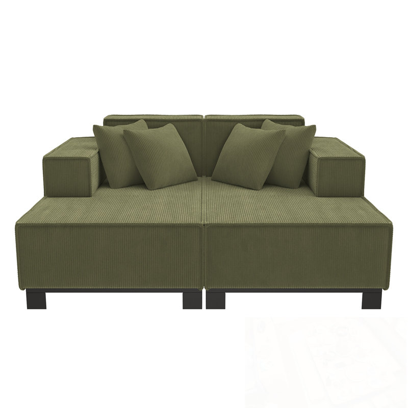 Chaise longue rembourrée avec 4 coussins, Vert