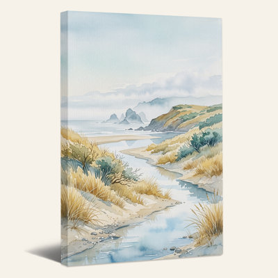 Impression sur toile, "Coastal Stream and Sea Stacks"