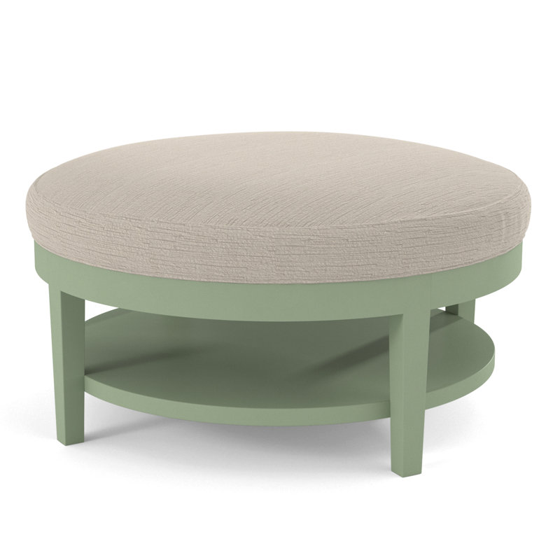 Midtown Upholstered Ottoman, Celery Finish, White Performance Fabric; 0851-94
