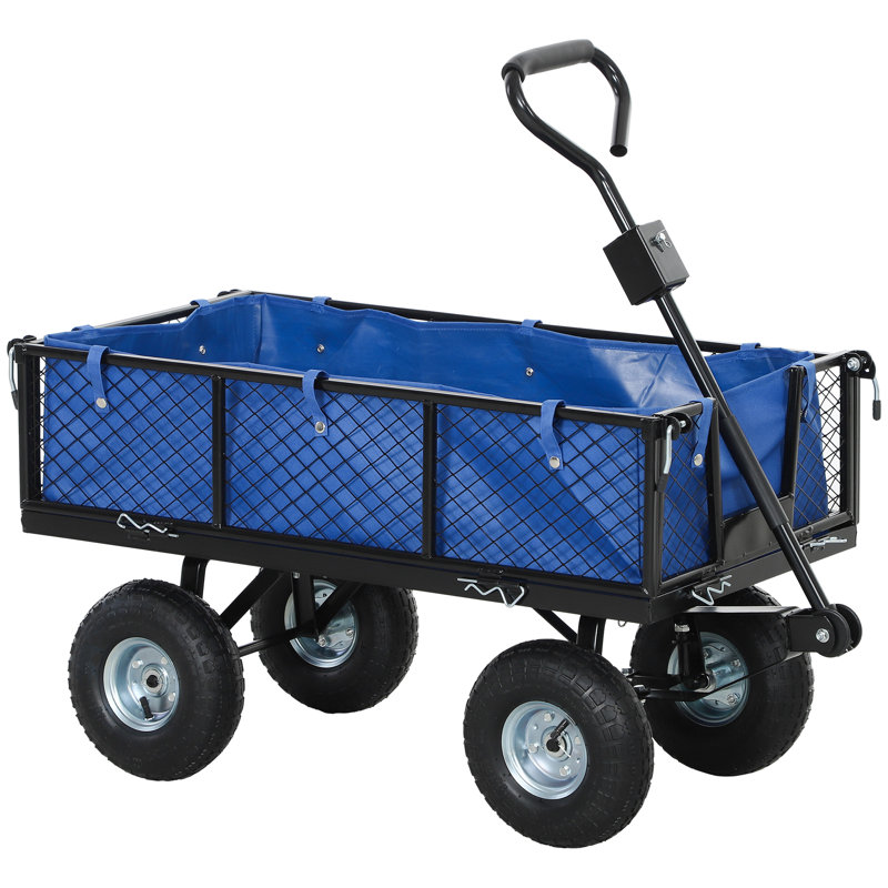 Steel Frame 105*51*54 cm Steel 1 Piece Garden Cart Blue with Removable Sides