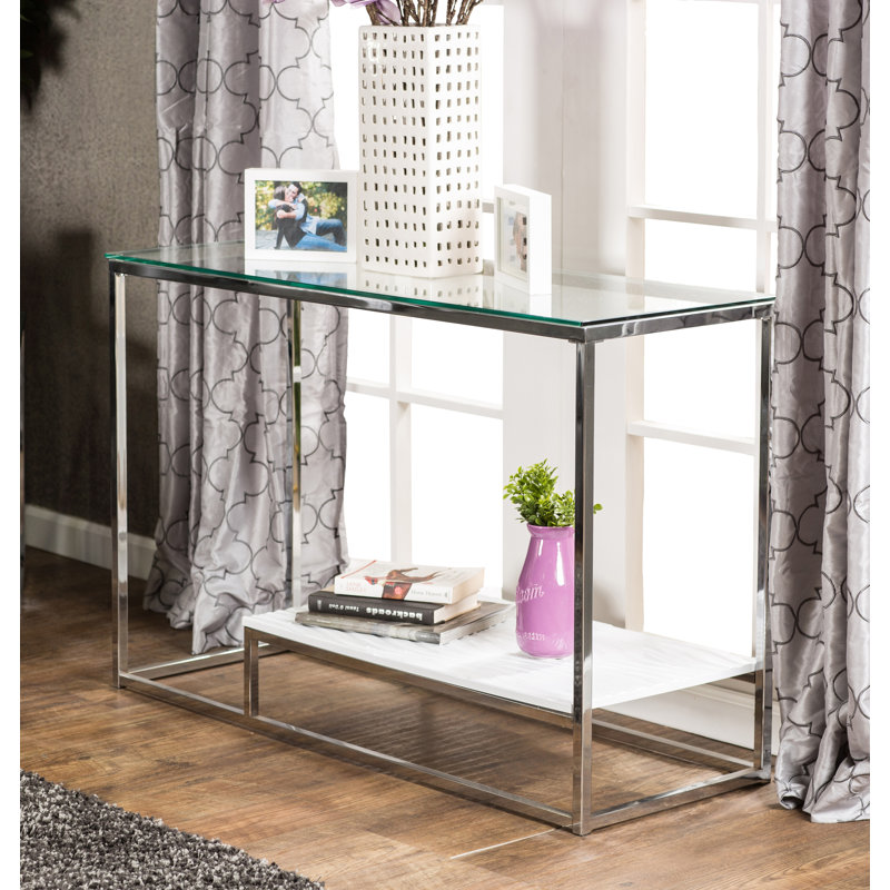 Saniyah 121.92cm Glass Top Console Table, White