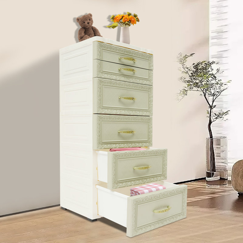 Armoire de rangement, organisateur de rangement avec tiroirs et roulettes, Vert